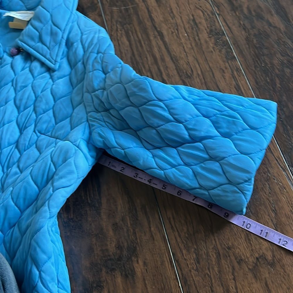 VTG 60s Lynn Caryl Chicago quilted nylon trench jacket light blue size L EUC - Picture 12 of 13